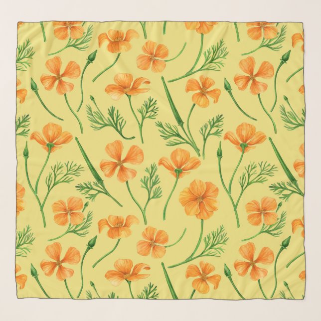 California poppies, summertime flowers, orange wil scarf (Front)