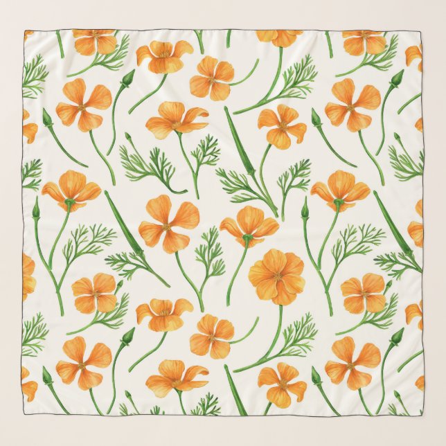 California poppies, summertime flowers, orange wil scarf (Front)