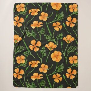 California poppies, summertime flowers, orange wil sherpa blanket