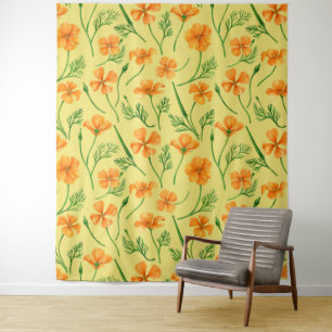California poppies, summertime flowers, orange wil tapestry