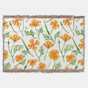 California poppies, summertime flowers, orange wil throw blanket