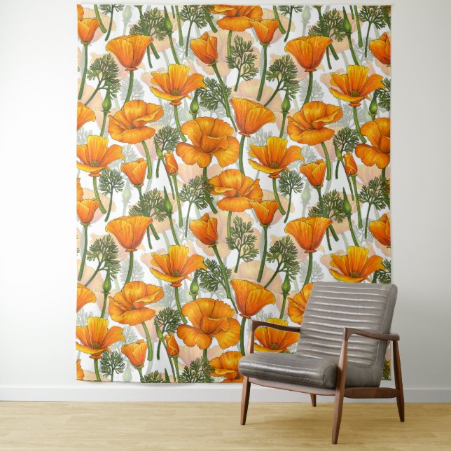 California poppies tapestry (In Situ)
