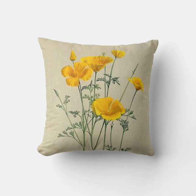 California Poppies Throw Pillow (Front)