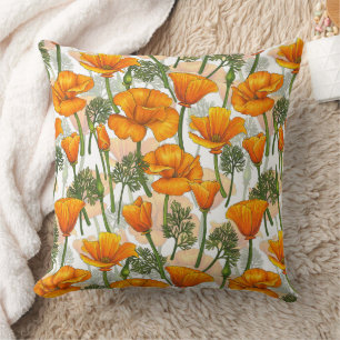 California poppies throw pillow