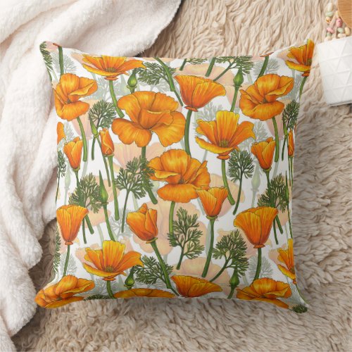 California poppies throw pillow