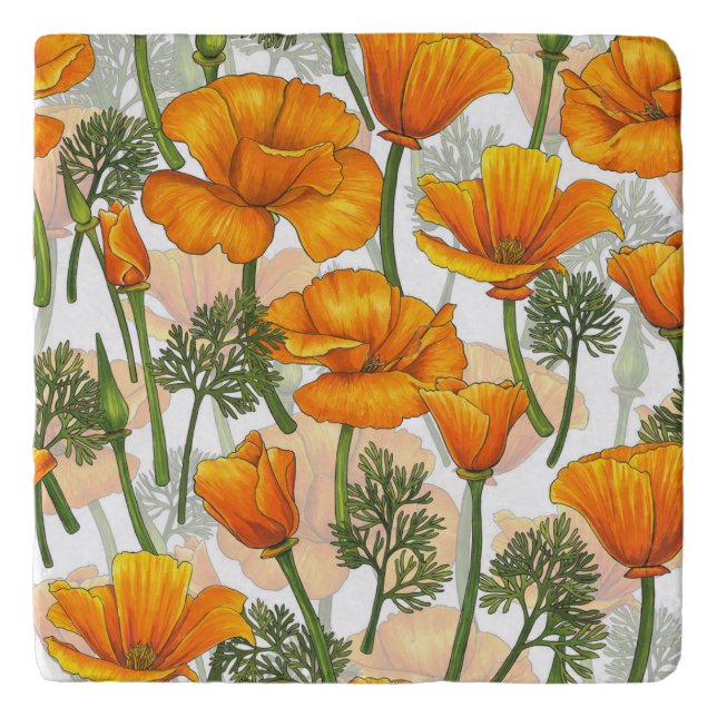 California poppies trivet (Front)