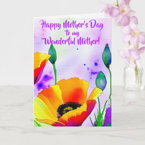 California Poppies Watercolor Mom Mothers Day Card
