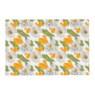 California poppies white daffodils pattern placemat