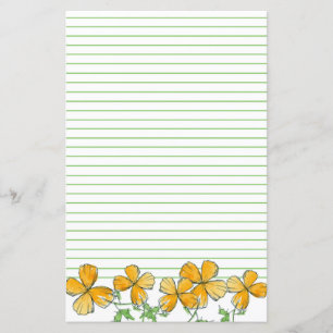 California Poppies Wildflowers Orange Lined