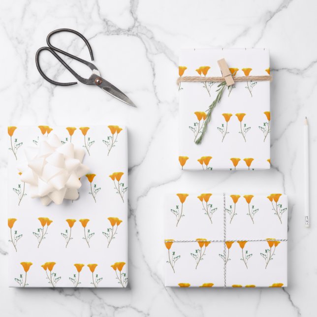 California Poppies Wrapping Paper Sheets (Front)