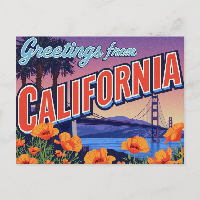 California Poppy and Bridge Postcard (Front)