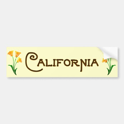 California Poppy Art Deco Bumper Sticker