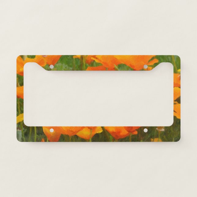 California Poppy Art License Plate Frame (Front)