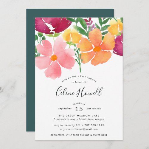 California Poppy  Baby Shower Invitation