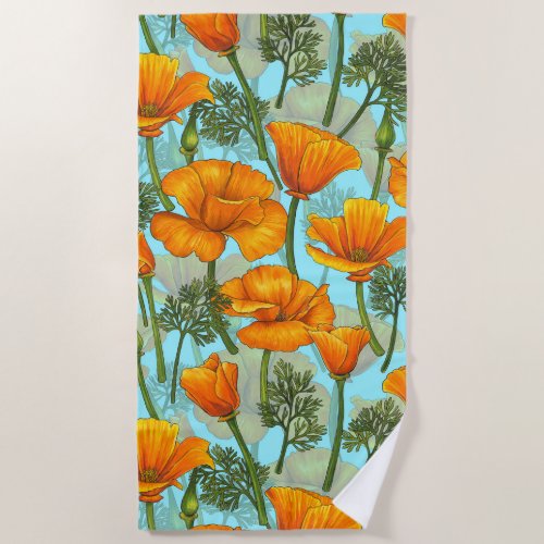 California poppy beach towel