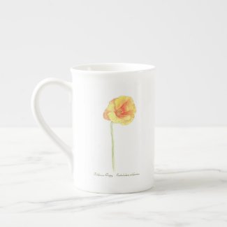 California Poppy  Bone China Mug
