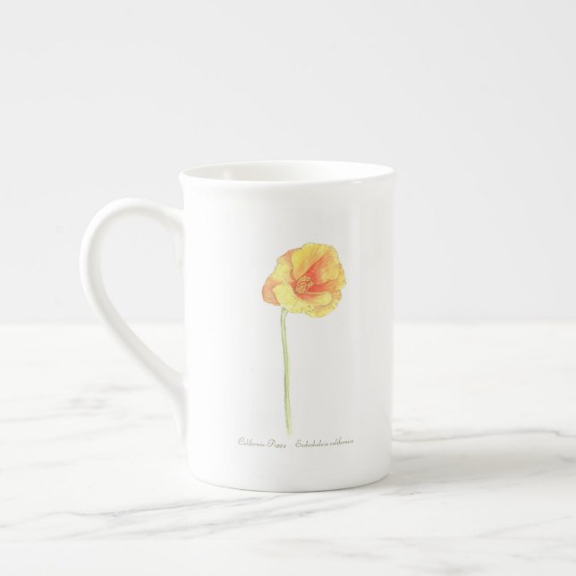 California Poppy  Bone China Mug (Left)