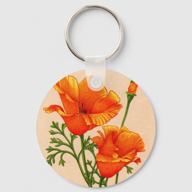 California poppy California poppies in orange Keychain (Front)