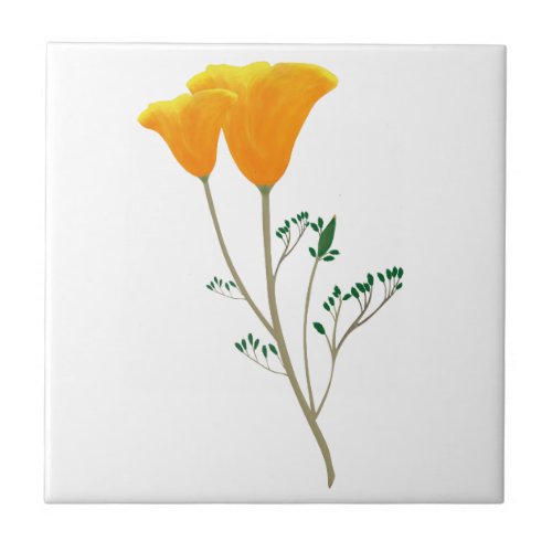 California Poppy Ceramic Tile