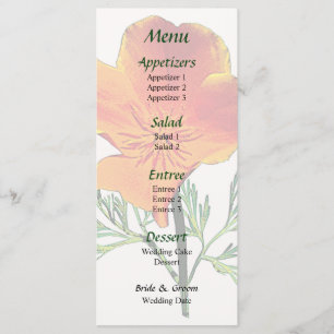 California Poppy Closeup Wedding Menu