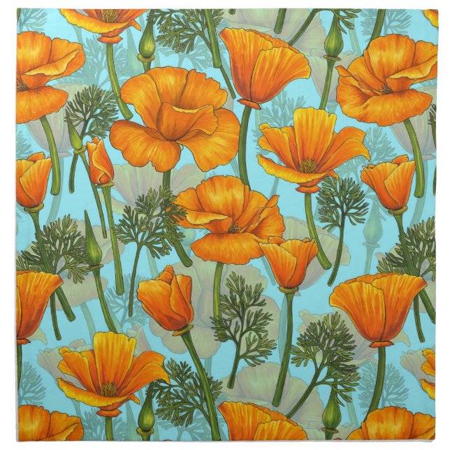 California poppy cloth napkin (Front)