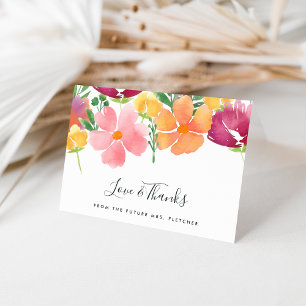 California Poppy Colorful Watercolor Floral Letterpress Thank You Card