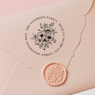 California Poppy Custom Name & Return Address Self-inking Stamp