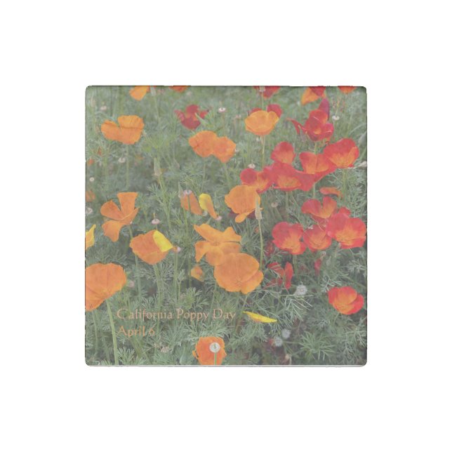 California Poppy Day Stone Magnet (Front)