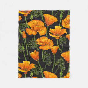 California poppy fleece blanket