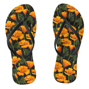 California poppy flip flops