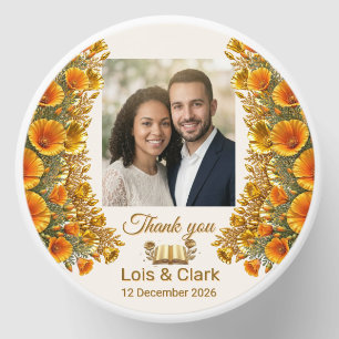 California Poppy Floral Photo Wedding Favor Tin Ca Mini Candle Favors