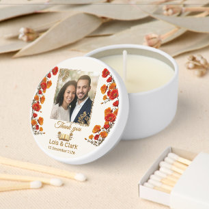 California Poppy Floral Photo Wedding Favor Tin Ca Mini Candle Favors