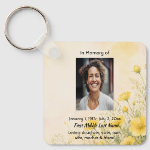 California Poppy Flower, Memorial Prayer Keepsake Keychain