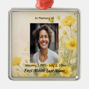 California Poppy Flower, Memorial Prayer Keepsake Metal Ornament
