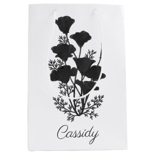 California Poppy Flower Silhouette U Pick Bg Color Medium Gift Bag