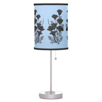 California Poppy Flower Silhouette U Pick Bg Color Table Lamp by Fun_Forest at Zazzle