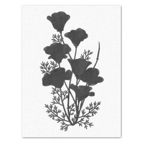 California Poppy Flower Silhouette U Pick Bg Color Tissue Paper