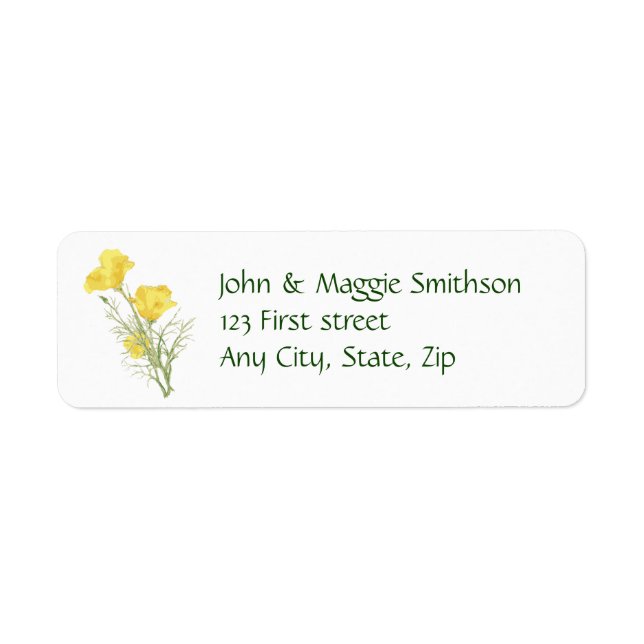 California Poppy Garden Flower Custom Label (Front)