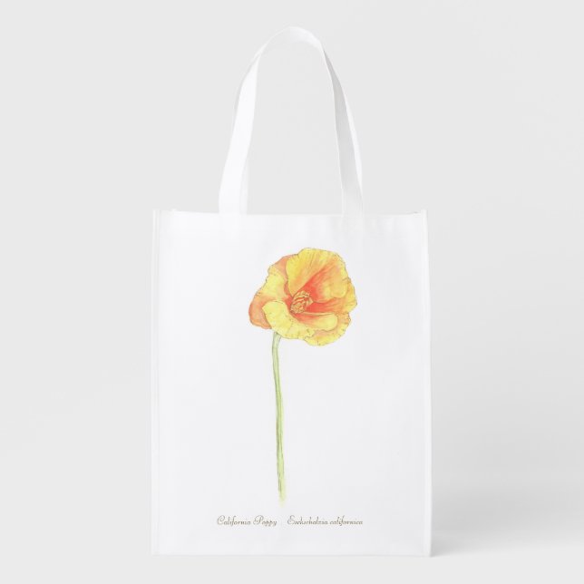 California Poppy  Grocery Bag (Front)