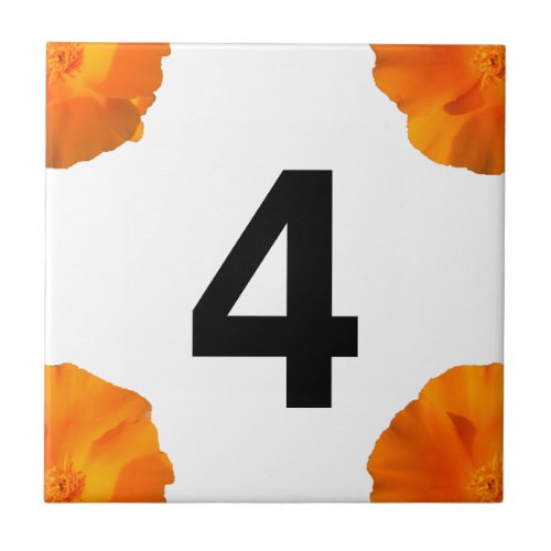 California poppy House Number Ceramic Tile