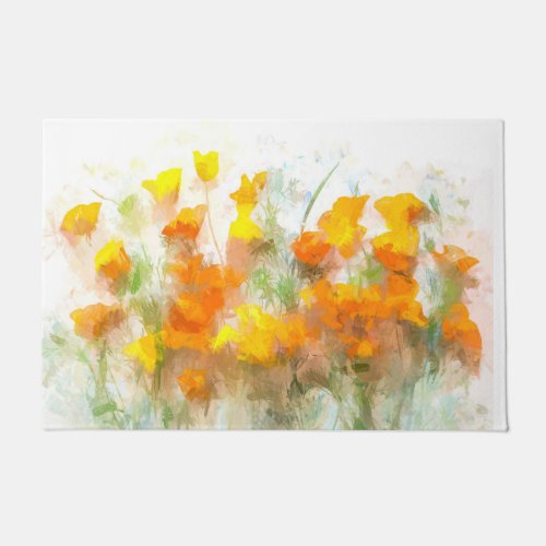 California Poppy Impressionistic Art Doormat