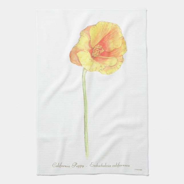 California Poppy  Kitchen Towel (Vertical)