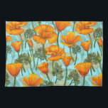 California poppy kitchen towel<br><div class="desc">Hand-drawn pattern with California poppies</div>