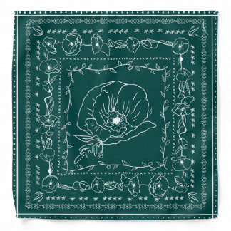 california poppy lover - forest green bandana