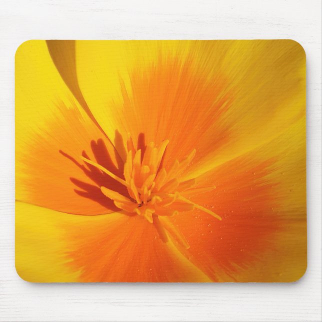 California Poppy Macro in Yellow and Orange Mouse Pad (Front)