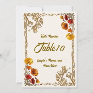 California Poppy Orange Floral Wedding Table No