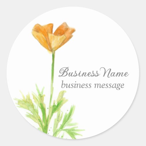 California Poppy Orange Flower Business   Classic Round Sticker