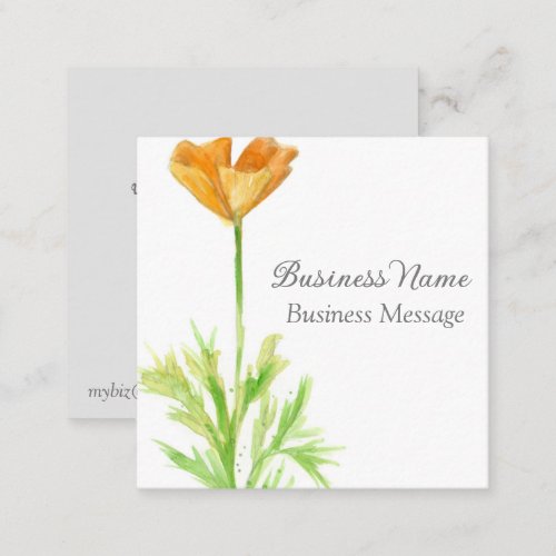 California Poppy Orange Flower Business   Square Business Card
