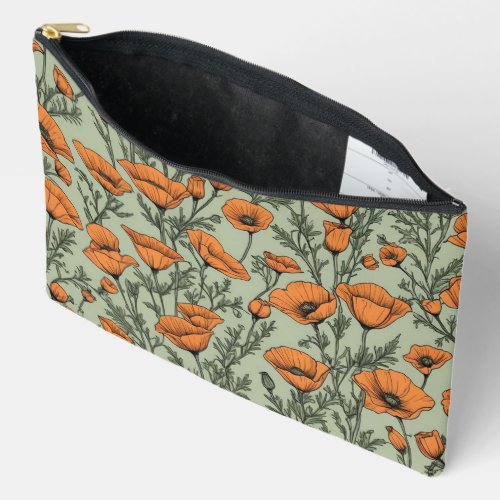 California Poppy Orange Flower pattern Accessory Pouch