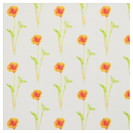 California Poppy Orange Flower Pattern Fabric